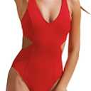 Women One Piece Swimsuit Cut Out Monokini Swimwear M