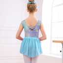 Idgreatim Girls Gymnastics Outfit 6T 7T Sparkly Tie Dye Tumbling Leotards Crisscross Back 3 Piece Set Dance Dress with Removable Skirt