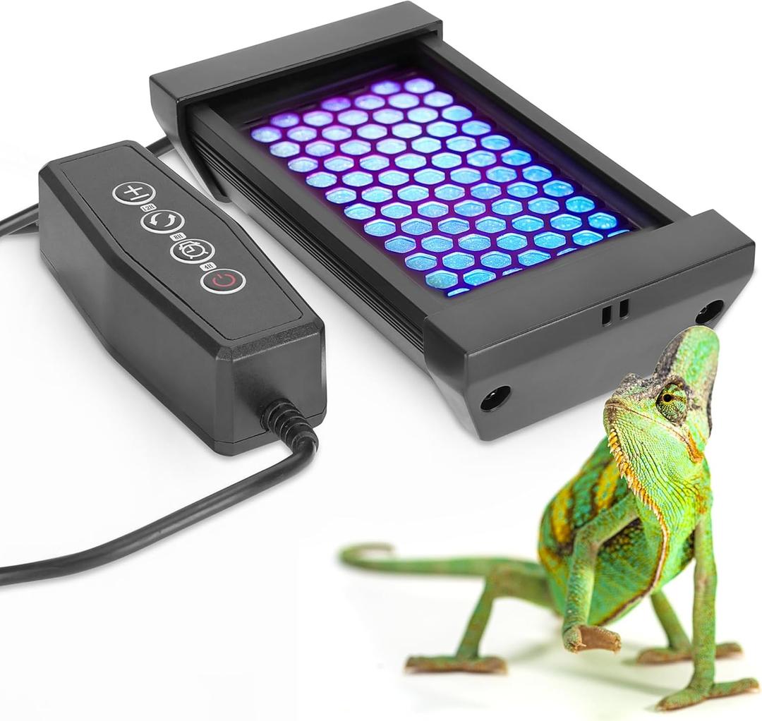 Dimmable LED Reptile UVB Lamp, 8000 Hours UVB Duration for Much Longer Lifespan, Adjustable 4/8/12-Hour Cycles, Suitable for Tortoise and Gecko, 4W, S Size (5INCH)