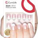 Curvlife Soft Gel Press on Nails Gel Fake Nails, French Style Design Full Cover False Nails for Women Reusable Nail Kit with Nail Glue Adhesive Tabs Nail File
