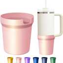 NBOOCUP Silicone Boot for Stanley Cup 40/30 oz, Bottom Protector Compatible with Stanley H2.0 & Quencher Adventure Tumbler, Anti-Slip Protective Cover for Stanley Cup Accessories (Metal Light Pink)