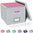 Oterri File Organizer, File Box, File Cabinet for Letter File Folder Storage, Hanging File Organizer for Office/ Decor/ Home, Document Organizer, 1 Pack, Gray-White-Box Only