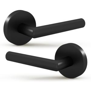 Mega Handles Ronn Dummy Lever & Lock Door Handle Set for Closet or French Doors Single Side, Non-Turning, Reversible Door Levers Fits All Standard Door Sizes, Screws Included - Matte Black (2 Pack)