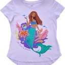 Disney Girls' Disney's the Little Mermaid (Live-action) Girls T-shirt & Bike Short 2pc Set - Ariel, Flounder, Sebastian - Girl 4-16 (XL)