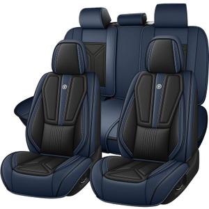 Arazi Custom 5 Full Seat Cover for Toyota Corolla 2009-2025, Full Coverage Premium Waterproof Nappa Leather Seat Covers（5 Seats Standard, Black&Blue）