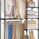 SONGMICS Portable Closet, Freestanding Closet Organizer, Clothes Rack with Shelves, Hanging Rods, Storage Organizer, for Cloakroom, Bedroom, 44.1 x 16.9 x 65 Inches, Black URYG24BK