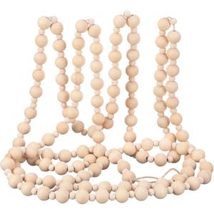 10.5 Feet Christmas Wooden Beads Garland Christmas Tree Wood Bead Garland Vintage Rustic Farmhouse Round Craft Boho Ornaments for Xmas Tiered Tray Prayer Decoration Supplies(Wood Color)