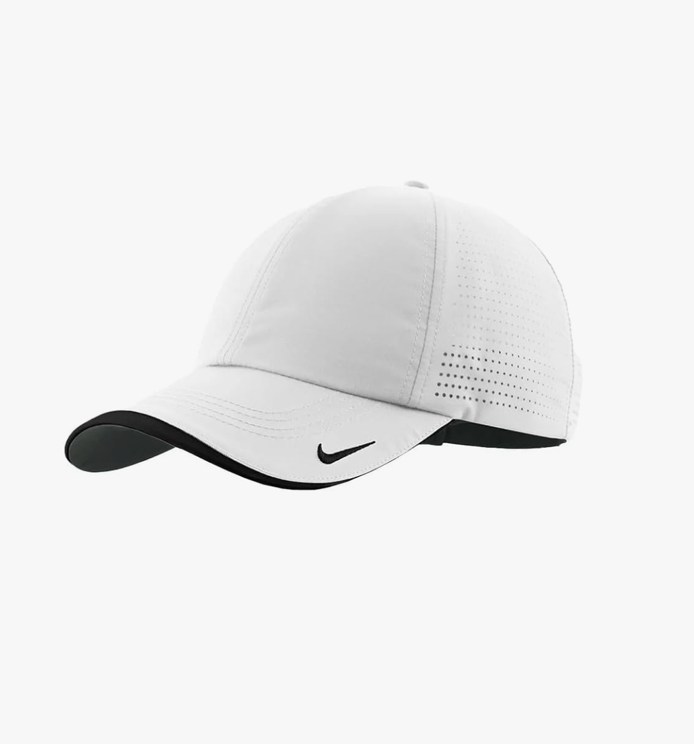 Nike Mens Golf - Dri-fit Swoosh Perforated Cap, White Hat, White Size M/L