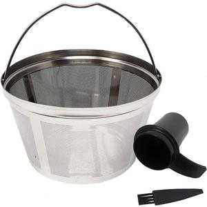 GOLDTONE Stainless Steel Coffee Filter - 8-12 Cup Basket Reusable Metal Filter for Mr. Coffee and Black and Decker Machines - Includes Scoop and Brush