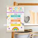 Welshower Boho Rainbow Mental Health Poster Hanger Frame, Practice Deep Breathing Mental Health Wall Art Prints Decor for Classroom Therapy Counselor Calming Corner Office, 12x16 Inch