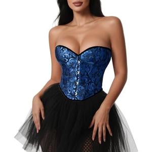 VONMELLI Bustier Corset Top Lace Up Overbust Shapewear Lingerie Cosplay Costume Small
