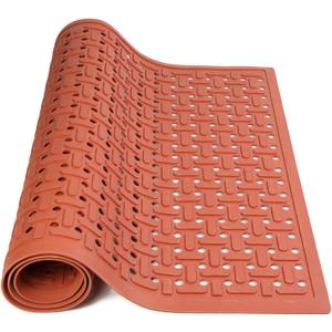 Rubber Non-Slip Waterproof Floor Mat Heavy Duty Anti-Fatigue Mats 33"x57" for Wet or Snow Deck, Restaurant Bar Kitchen (OrangeRed)