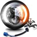7 inch LED Round Motorcycle Headlight DOT Approved with Housing Bucket Turning Signals DRL Mount Bracket Projector Hi/Low Beam 7" Headlight for H-arley Davidson dyna Honda Suzuki Yamaha