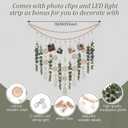 Artificial Hanging Eucalyptus Wall Decor Fake Greenery Leaves Wall Hanging Plants on Long Wooden Beads Garland Wall Art Large Boho Rustic Farmhouse Decor for Bathroom Bedroom Living Room Sage Green