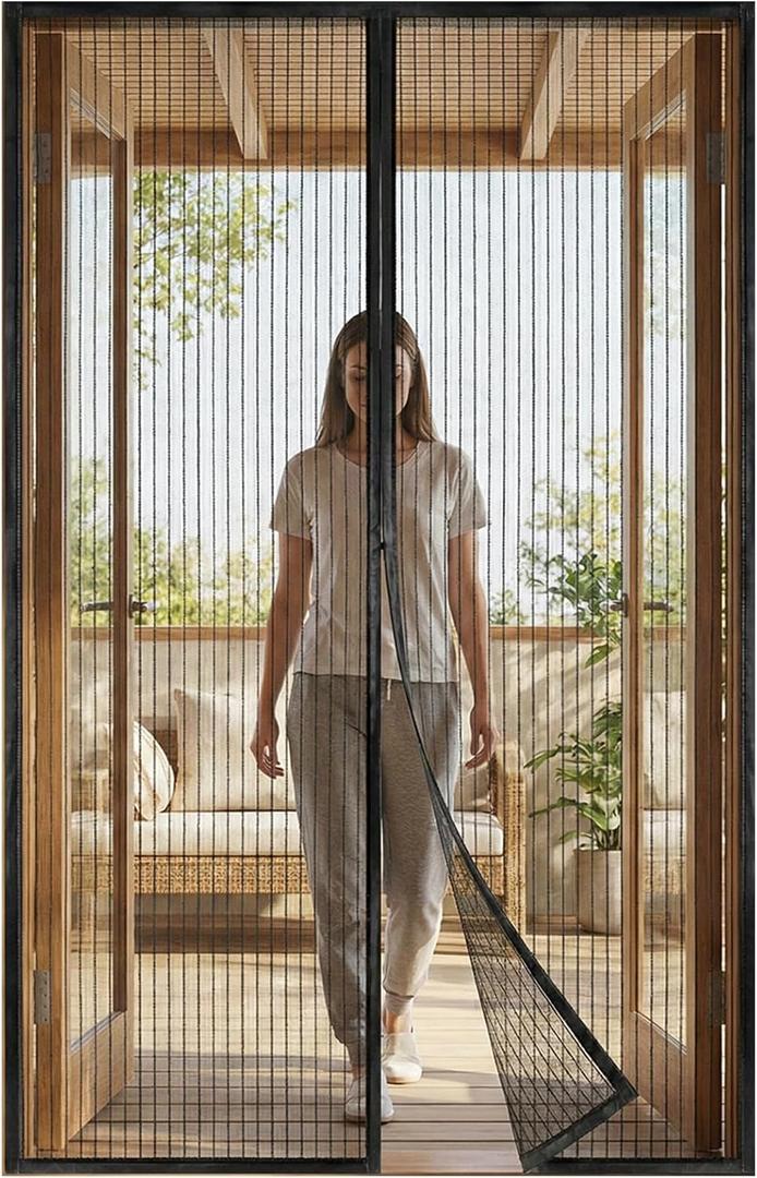 Magnetic Screen Door, Self Sealing Heavy Duty Mesh, Hands Free Bug Barrier, Pet Friendly & Kid Friendly