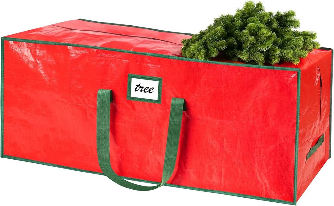 FUCDTEFC 7.5 Ft Christmas Tree Storage Bag, Large Heavy Duty Artificial Tree Bag with Reinforced Handles and Dual Zippers, Extra Large Waterproof Durable Storage Container for Xmas Trees (Red)