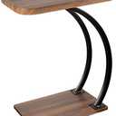 ALPOME C Shaped 2tier Large Tray Wood top Heavy Duty Side end Table Large TV Tray for Couch Sofa Double Bent Tubes 2