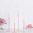 Hewory Glass Taper Candle Holders: 4 Pcs Pink Vintage Candlestick Holders Tall Candle Sticks Holder Decor, Glass Candle Holder for Table Centerpiece Wedding Christmas Advent Holiday Party Decorations
