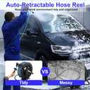 JOEJET Auto-Retractable Pressure Washer Hose Reel, 50FT x 3/8" Heavy Duty Steel Power Washer Hose Reel Dual Arm, 4000 PSI