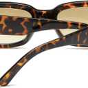 Vintage Rectangle Sunglasses for Women Men 90s Fashion Narrow Square Frame Eyewear UV400 Protection (Tortoise)