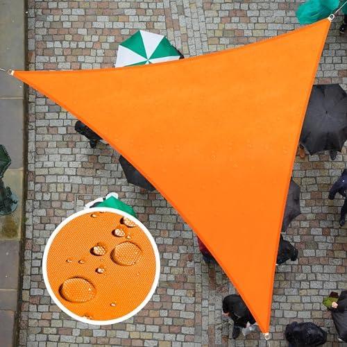 ColourTree 12' x 12' x 12' Orange TADT12 Triangle Waterproof Sun Shade Sail UPF50 Canopy Awning Shelter, 95% UV Blockage Water Resistant, Outdoor Patio Garden Carport (We Customize)