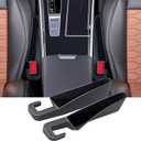 2 x 7F Short Car Organizers and Storage, Car Seat Gap Filler, Organiser Between Seat and Centre Console, Universal Car accessories, Fit SUV Truck Storage, Set of 2 - Black