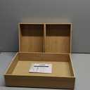 3-Piece Large Bamboo Storage Box Set, 3.1 in High Stackable Deep-Drawer Organizer for Kitchen Cutlery, Cookware, Utensils & Knives, Exquisite Durable Lidless Wooden Bin (14.6"x10.2"*1+10.2"x7.3"*2)