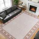Large Geometric Area Rugs for Living Room Bedroom 9x12 Cream Rug