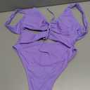 CHYRII Women's Sexy Cutout Lace Up Backless High Cut One Piece Swimsuit Monokini (Lavender), XL