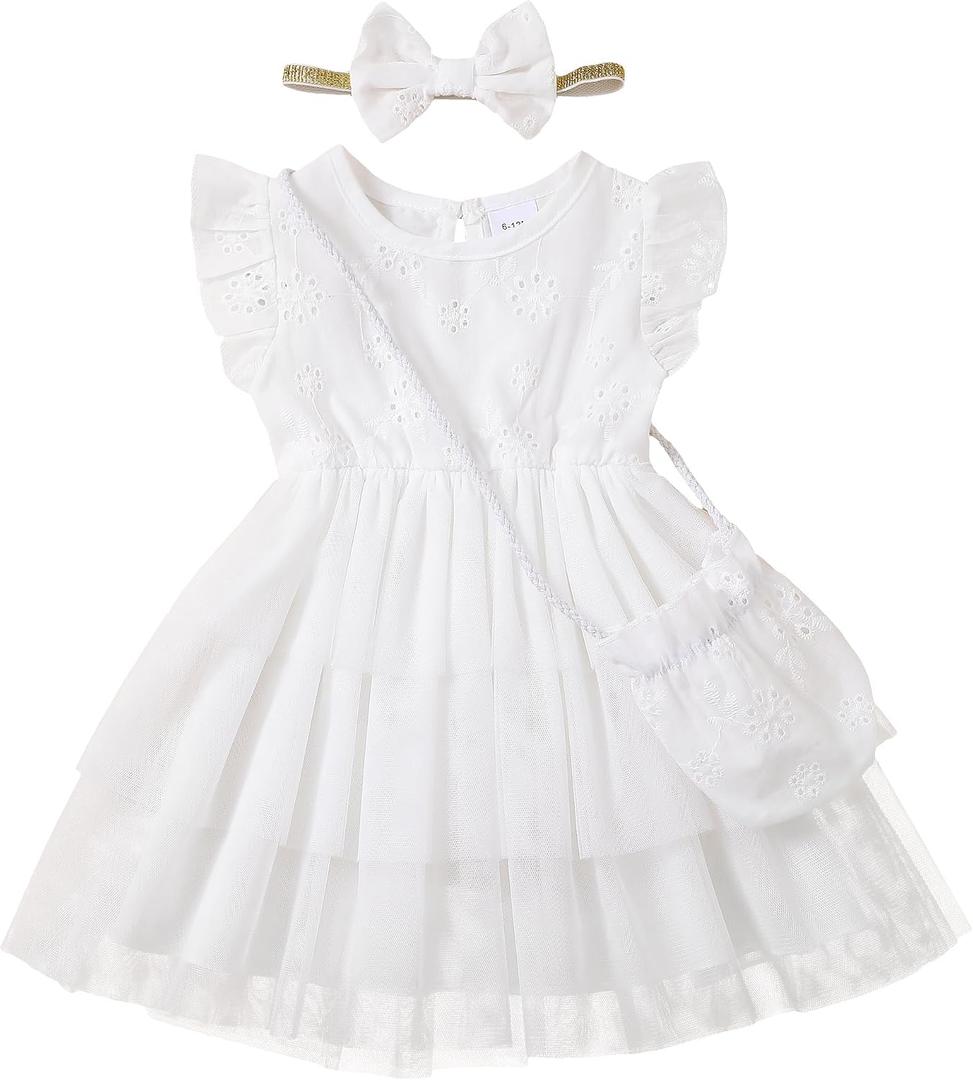Baby Girl Flower Dress Summer Toddler Dresses Princess Birthday Wedding Party Tulle Dress for Girls 2-3T