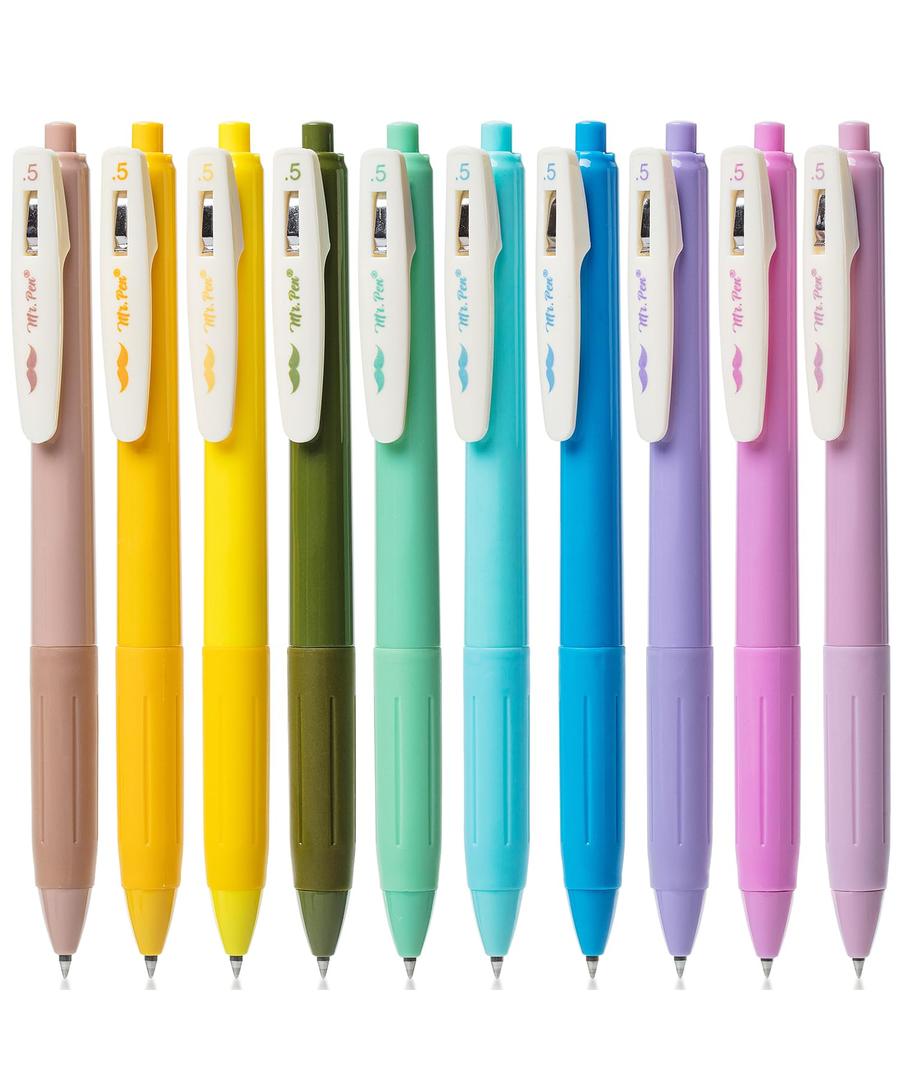 Set Of 2 Mr. Pen- Retractable Gel Pens, 10 Pack, Light Vintage Ink Colors, Fine Point, Fast Dry, Ideal for Journaling, Note Taking, Drawing, Sketching