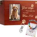 Pet Urns for Dog or Cat Ashes Sets Pet Cremation Urns Large Wooden Rainbow Bridge Keepsake Memory Box with Photo Frame Loss Pet Memorial Remembrance Gift (Large-Rainbow)