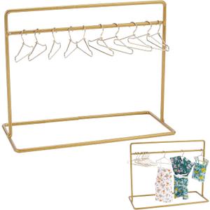 SUPERFINDINGS 1 Set Doll Garment Rack Including 1Pc 6x2.8x4.7inch Doll Clothes Storage Rack Doll Closet and 10Pcs Mini Doll Clothes Hangers Doll Wardrobe Furniture Accessories for Dollhouse Supplies