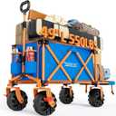 49" L Extra Long Beach Wagon with Tailgate,Big Wheels with Brake for Sand, Collapsible Utility Beach Cart Heavy Duty Folding Wagon,Ideal for Outdoor Sand Camping Garden Pet