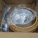 Gold Floor Lamps for Living Room Boho Rattan Floor Lamp with Remote Control & Wicker Lampshades,Vintage Brass Standing Lamp Dimmable Tall Floor Lamp for Bedroom Living Room Corner (12.2inch)