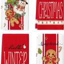 Artoid Mode Red Snowman Gingerbread Sweet Christmas Kitchen Towels Dish Towels, 18x26 Inch Farmhouse Holiday Winter Decoration Cleaning Set of 4