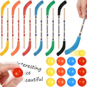 Harloon 24 Pcs Hockey Party Favors Includes Multicolor Hockey Stick Pencils and Balls Erasers Sports Pencils for Sports Fans Birthday Party Student Prize Gifts Goodie Bag