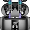 Wireless Earbuds, Bluetooth Headphones V5.4 Stereo Bass Ear Buds with ENC Noise Cancelling Mics,56H Bluetooth Earbuds with LED Display Charging Case, IP7 Waterproof Earphones for Android iOS,Black