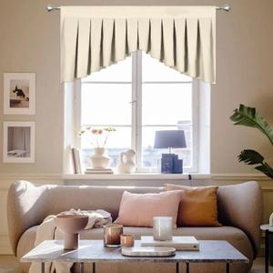 Valances for Windows Beige Window Valance for Living Room Rod Pocket Blackout Valance for KitchenPack of 1 Beige 39" W x 20" L