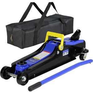 2 Ton Low Profile Floor Jack, Heavy Duty With Single Piston Quick Lift Pump, Steel Car Jack Adjustable Height 3.3"-15.2", Hydraulic Trolley 4000 LBS Capacity, Blue