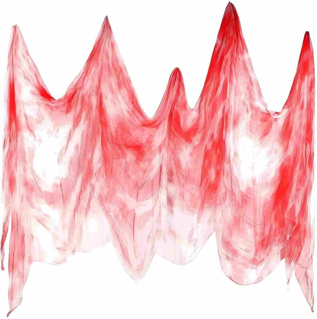 BVB 315" x 85" Halloween Creepy Cloth - Bloody Pattern Polyester Fabric - Spooky Gauze for Haunted House, Yard, Party Decoration