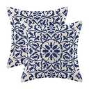 Gohdiwh Navy Blue Boho Pillow Covers 22x22 Set of 2, Bohemian Ethnic Carpet Pattern Design Decorative Throw Pillows Linen Blue Print Farmhouse Cushion Pillow Covers for Sofa Couch Outdoor Decor