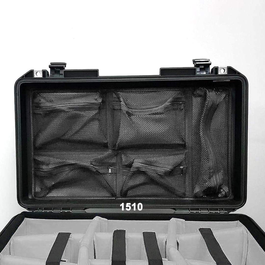 LAFENLIN Lid Organizer for Pelican 1510 Case, 5 Mesh Pockets Storage Organizer, Fits Camera Cases, Diving Dry Boxes, Hard Cases & Toolboxes – Includes Screws & Hook and Loop Strap, Durable, Shockproof lid organizer 1510