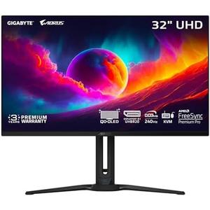 GIGABYTE - AORUS FO32U2 Pro - 32" QD OLED Gaming Monitor - UHD 3840x2160-240Hz - 0.03ms GTG - AMD FreeSync Premium Pro - Type C KVM - HDMI, DP, Type C - Height Adjustable - Black