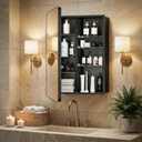 Large Bathroom Medicine Cabinet with Mirro 24x32, Aluminum Recessed or Surface Mount Wall Cabinet, Pre-Assembled, Adjustable Shelves, Center Divider for Tall Bottles, Soft Close, Matte Black