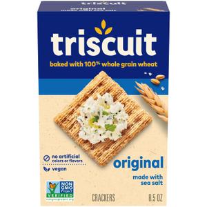 Triscuit Original Whole Grain Wheat Crackers, Vegan Crackers, Healthy Snacks, Lunch Snacks, 8.5 oz, 4 pack, Best By: 23 SEP 2025