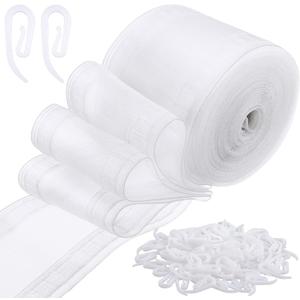 Juexica Transparent Wave Curtain Tape 10 Yards/100 Hooks Pleat Tape for Curtains Drape Ripple Fold Drapery