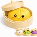 Dumpling Squishy  Soft TPR Squeeze Toy, Slow Rising Stress Relief Fidget, Cute Bao Bun Desk Decoration, Soft Handheld Relaxation Toy for Office Home (Yellow)