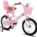 JOYSTAR Little Daisy Kids Bike for Girls Boys, Girls Bikes with Doll Bike Seat & Streamers, Boys Bike with Flag & Number Plate, Multiple Colors, 14 Inch with Training Wheels