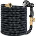 100 ft Expandable Garden Hose - Expanding Water Hose with 10 Spray Nozzles&3/4" Solid Brass Fittings - Retractable,Flexible，Lightweight No-Kink Free&Tangle Car Washing Pipe for Yard,Outdoor
